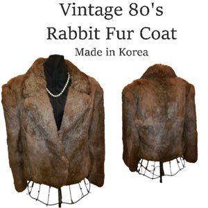 Gorgeous Brown Rabbit Fur Size M Women Luxury Coat